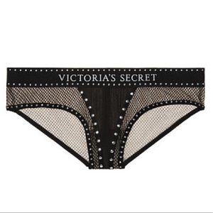 VS x BALMAIN Black Studded Fishnet Panty NWT M